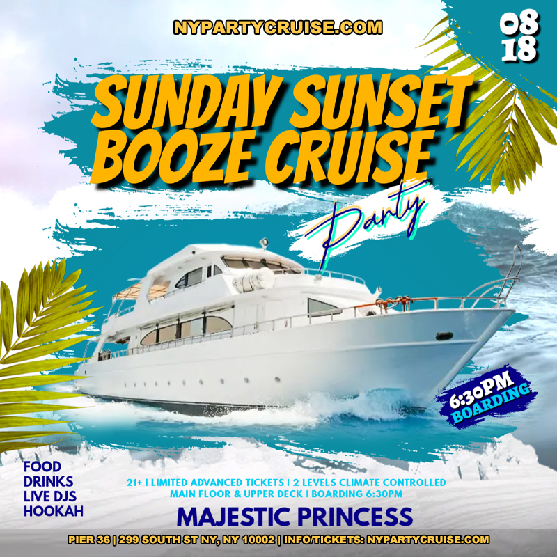 Sunday Sunset Booze Cruise 8/18/24 -NYPartyCruise.com