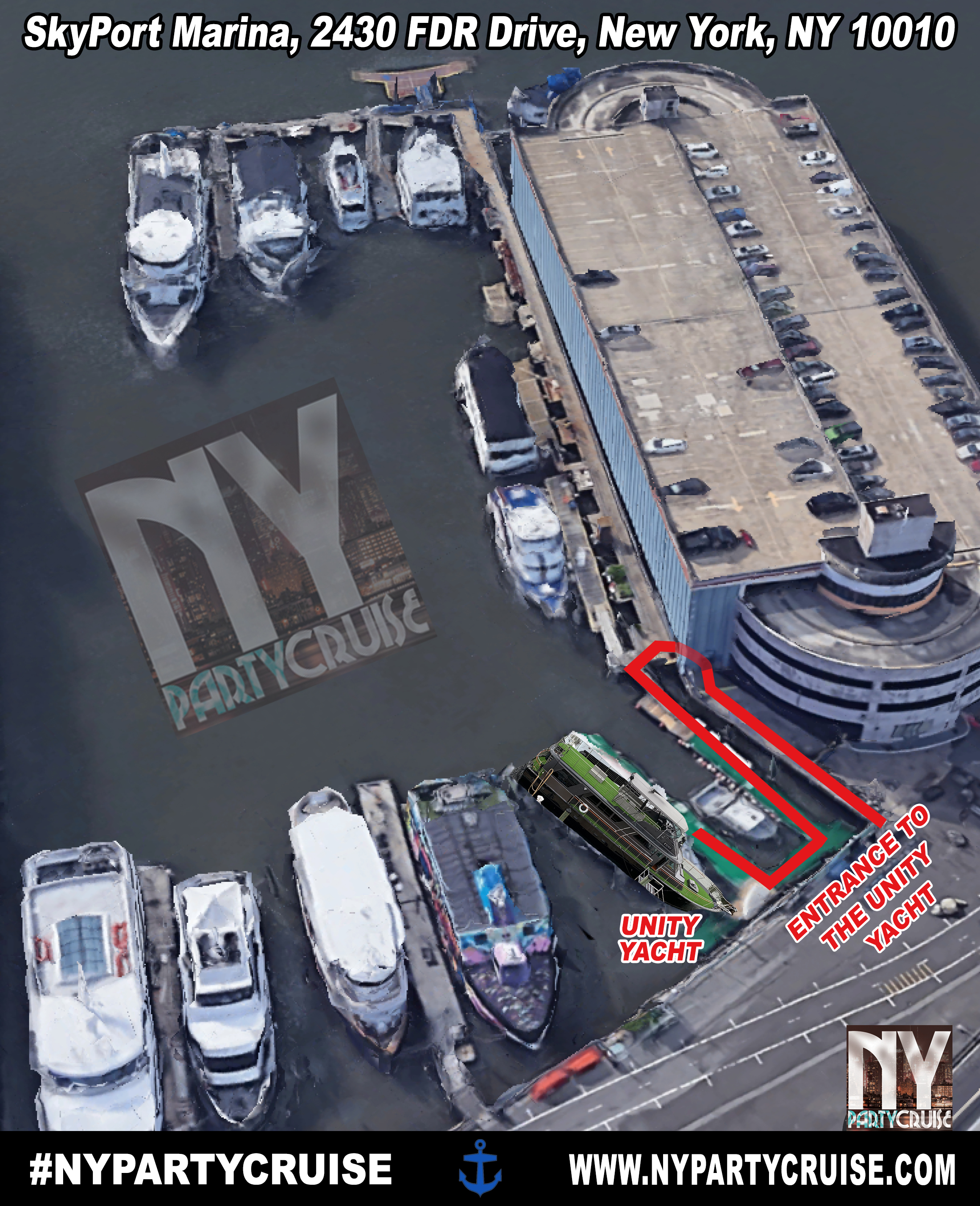 Directions to the Unity Yacht - SkyPort Marina - NYPartyCruise